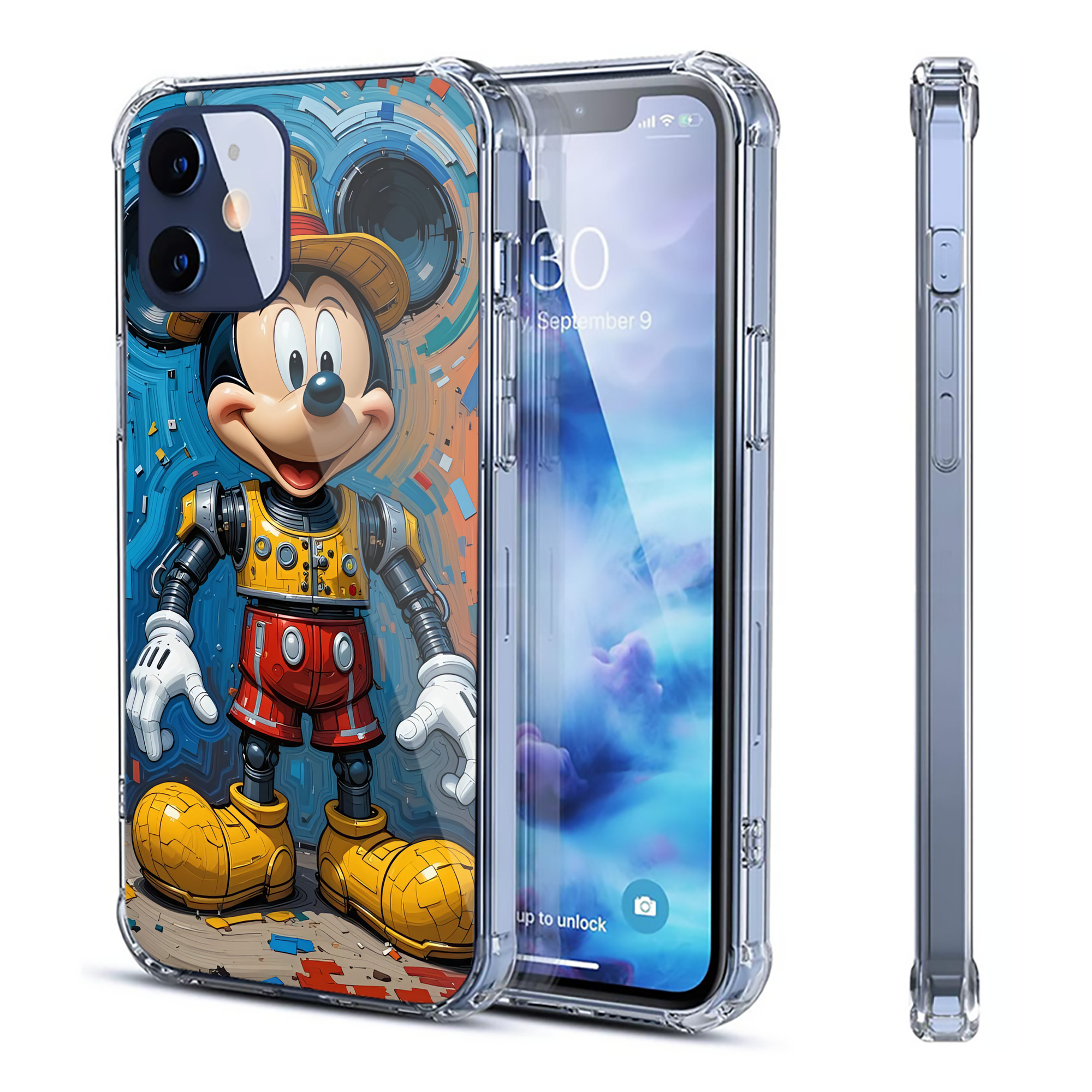（画像用） ミッキーマウス Mickey Mouse 【iPhone 12シリーズ対応】透明スマホケース（クリアソフトケース）